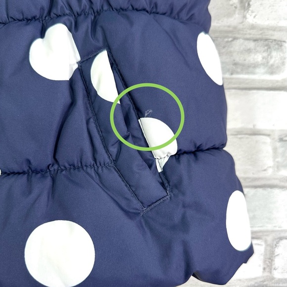 Gymboree Girls Navy White Polka Dot Sleeveless Zippered Puffer Vest - Sz M (7/8) - Picture 12 of 12